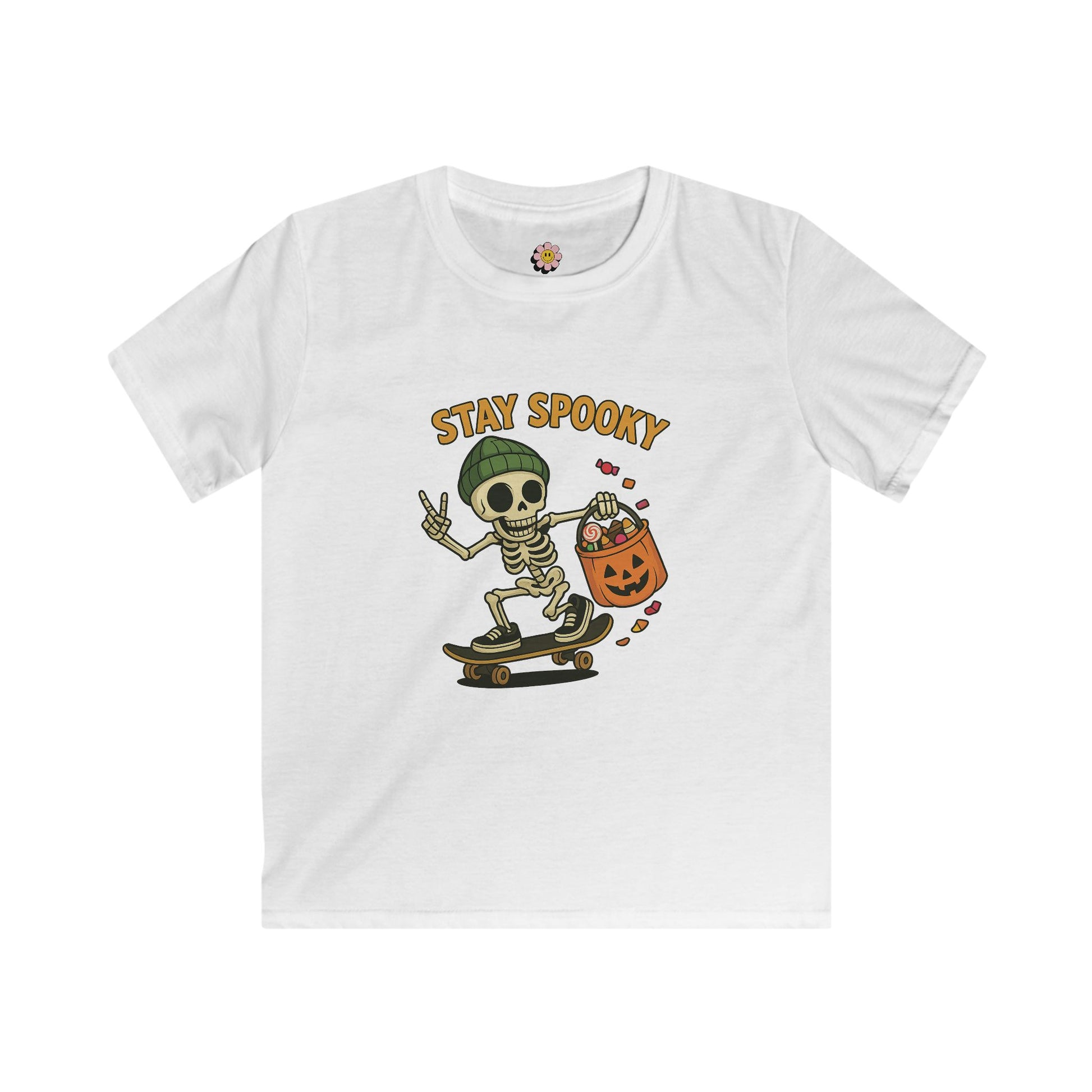 Kids Halloween Skeleton Skateboarding Tee - Shophippiesonly