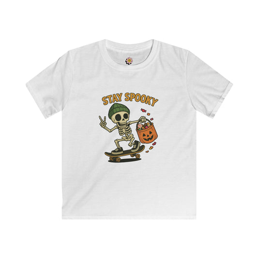 Kids Halloween Skeleton Skateboarding Tee - Shophippiesonly