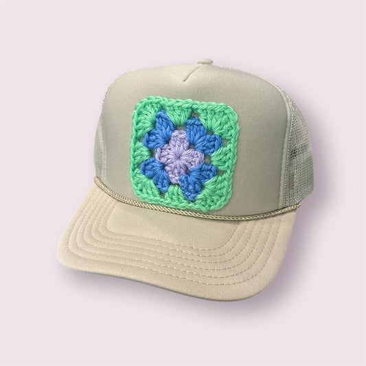 Granny Square Trucker Hat - Shophippiesonly
