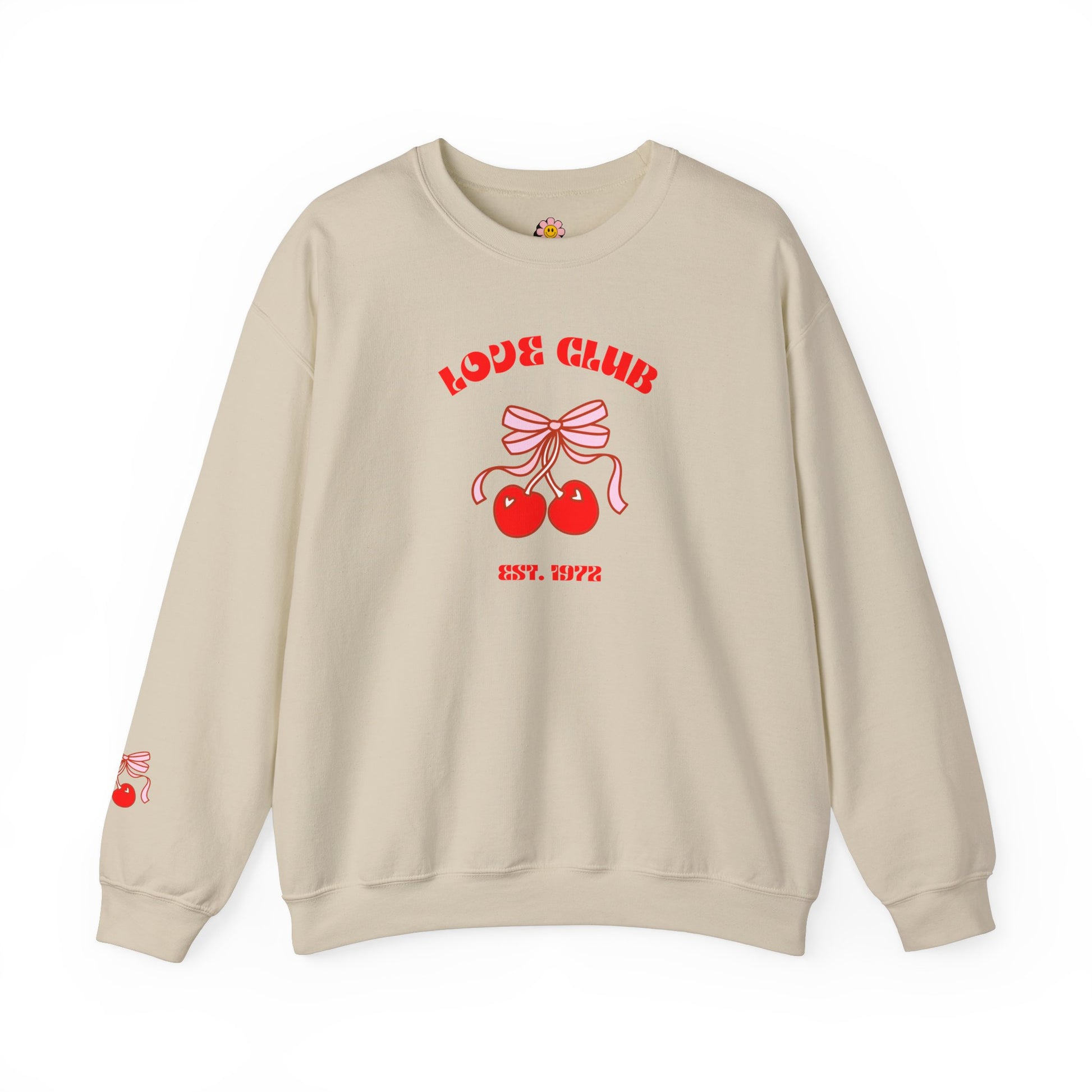 Love Club Cherry Heart Crewneck Sweatshirt - Shophippiesonly