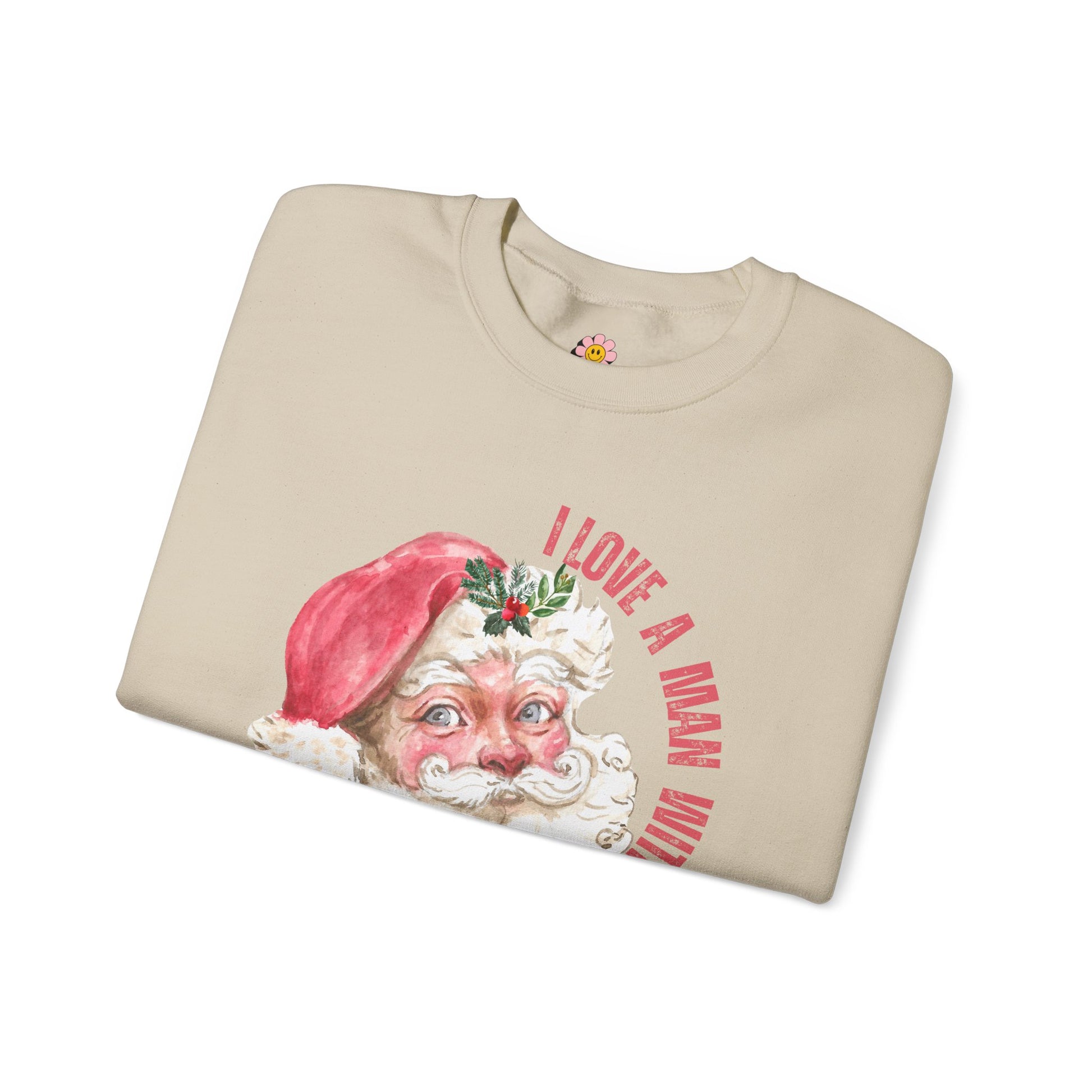 I Love a Man with a Beard Santa Crewneck Sweatshirt - Shophippiesonly