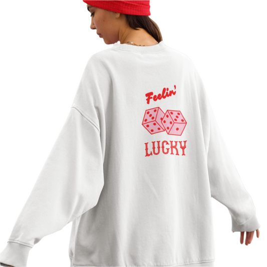 Feelin' Lucky Pink Dice Crewneck Sweatshirt - Shophippiesonly