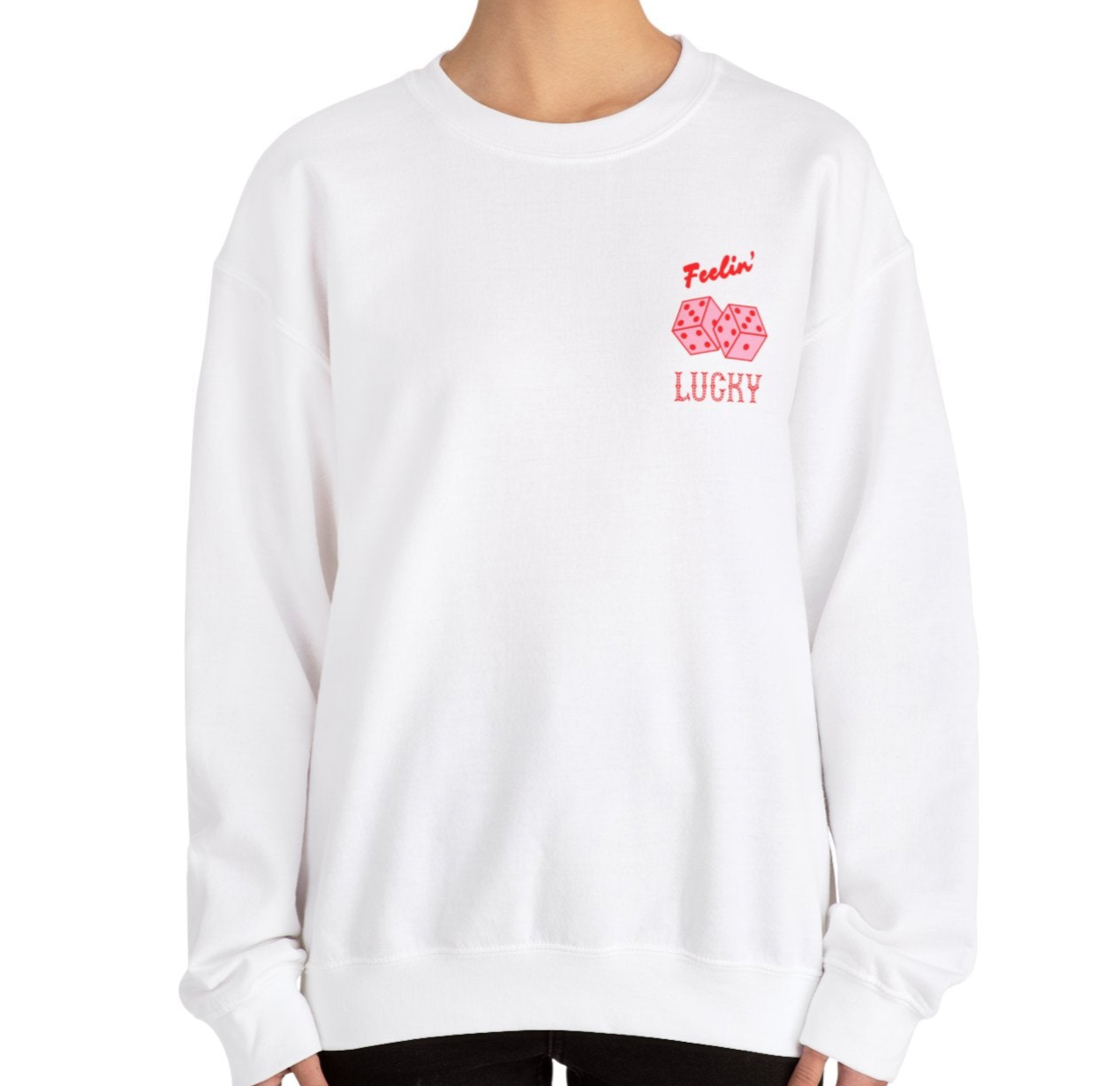 Feelin' Lucky Pink Dice Crewneck Sweatshirt