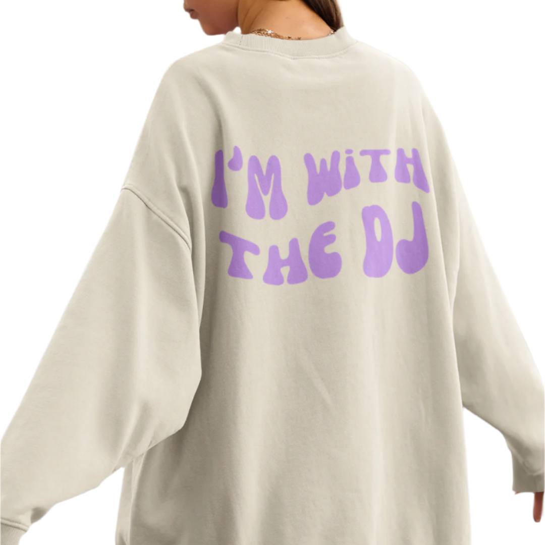 ‘I’m With The DJ’ Retro crewneck sweatshirt