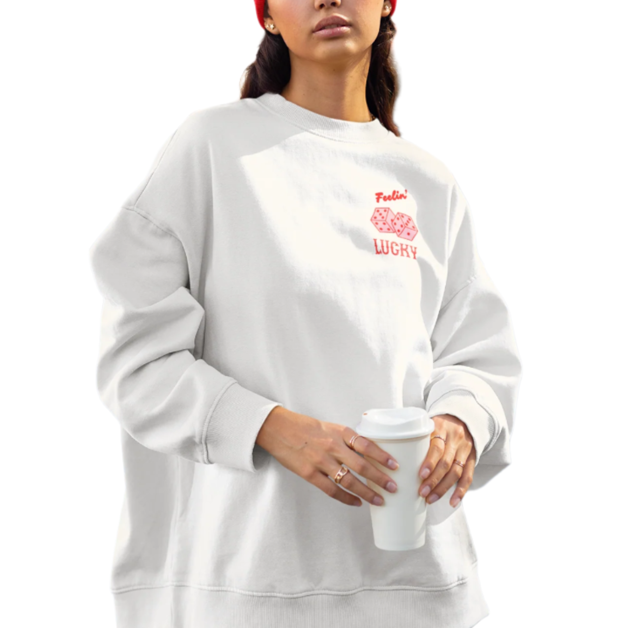 Feelin' Lucky Pink Dice Crewneck Sweatshirt - Shophippiesonly