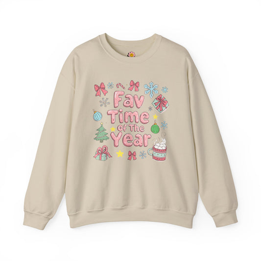 Holiday Crewneck Sweatshirt — "Fav Time of the Year" Cute Christmas Sweater