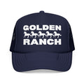 Golden Ranch Trucker Hat — Retro Horse Farm Mesh Cap