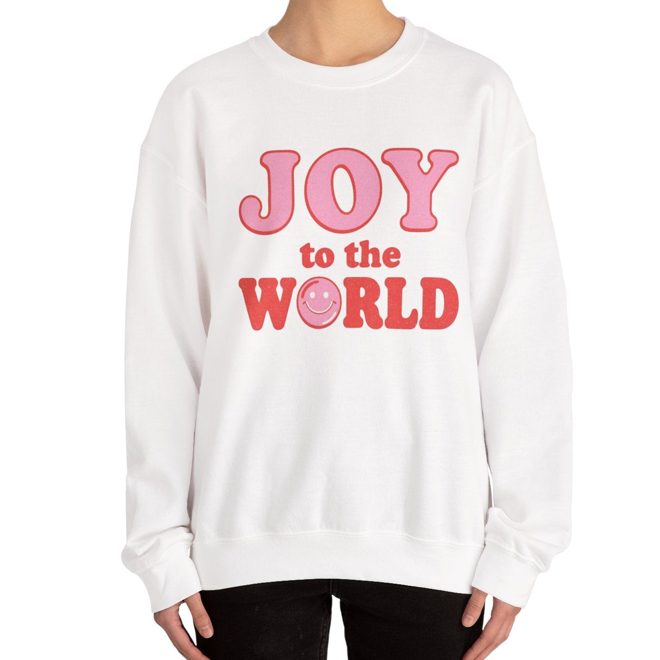 Joy to the World Sweatshirt — Retro Pink Holiday Crewneck