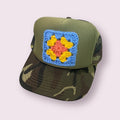 Granny Square Camo Trucker Hat - Shophippiesonly