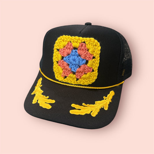 Granny Square Captain’s Trucker Hat - Shophippiesonly