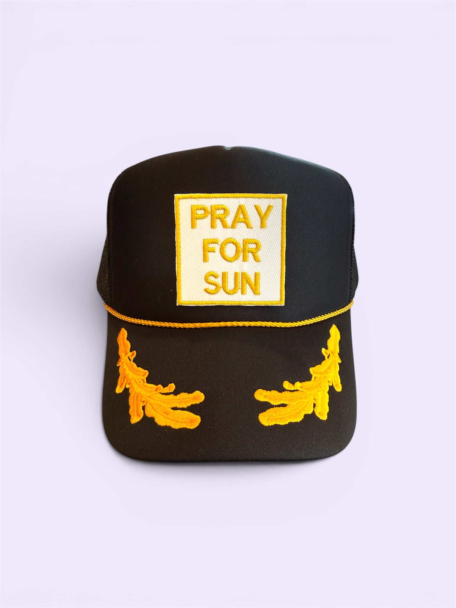 Pray For Sun Trucker Hat Black - Shophippiesonly