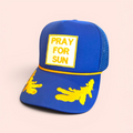 Pray For Sun Captain Trucker Hat Royal Blue - Shophippiesonly