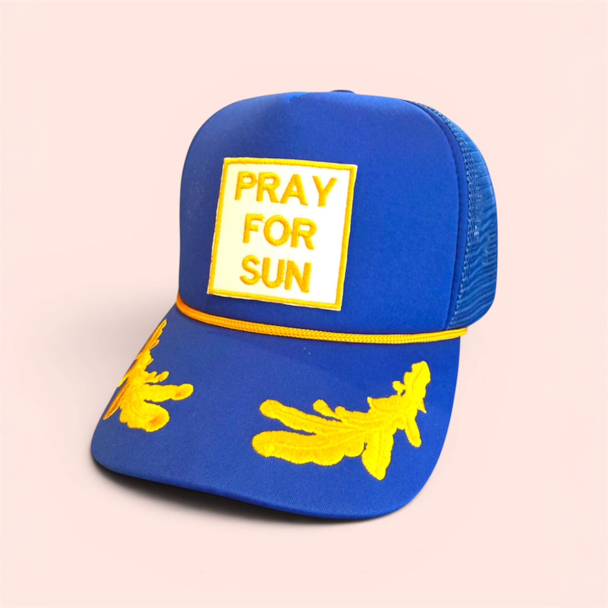 Pray For Sun Captain Trucker Hat Royal Blue - Shophippiesonly